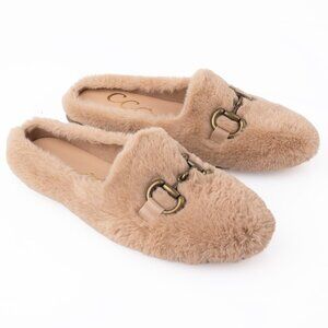 Ccocci Etude Fuzzy Slip On Mules Nude/Blush w/ 'vintage' brass hardware Size 6